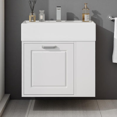 Meuble-lavabo simple 21,7 po avec comptoir en céramique 21,7 po