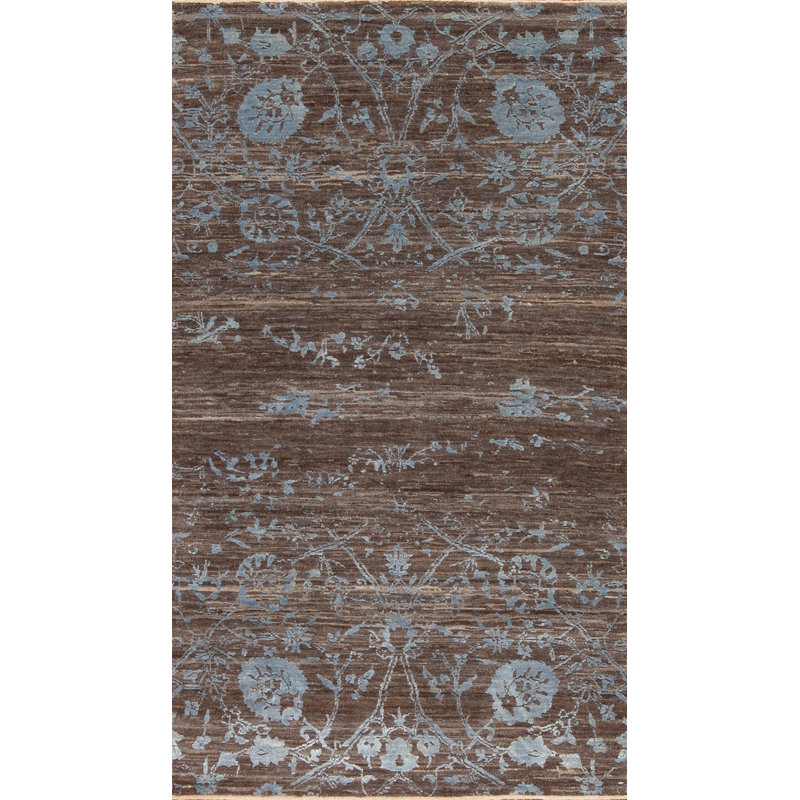 Amour Hand Knotted Area Rug in Black