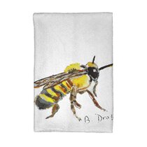 Bumble Bee Hand Dish Towels Set x3 Yellow Black Stripe Kitchen