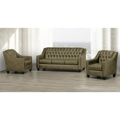 Ensemble de salon en cuir véritable 3 pièces Debolt