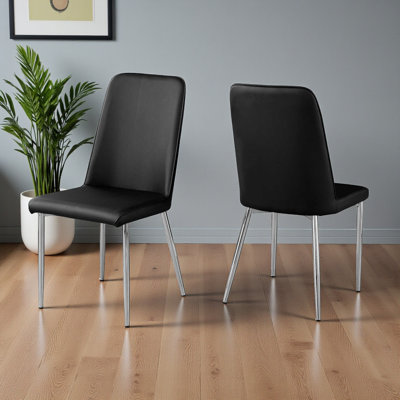 Chaise de salle à manger en métal chromé et noir Baldwin, H 36,72 po x l 17,78 po x P 16,32 po