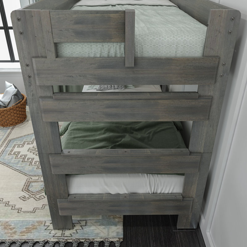 Kids Twin Over Twin Bunk Bed, Driftwood