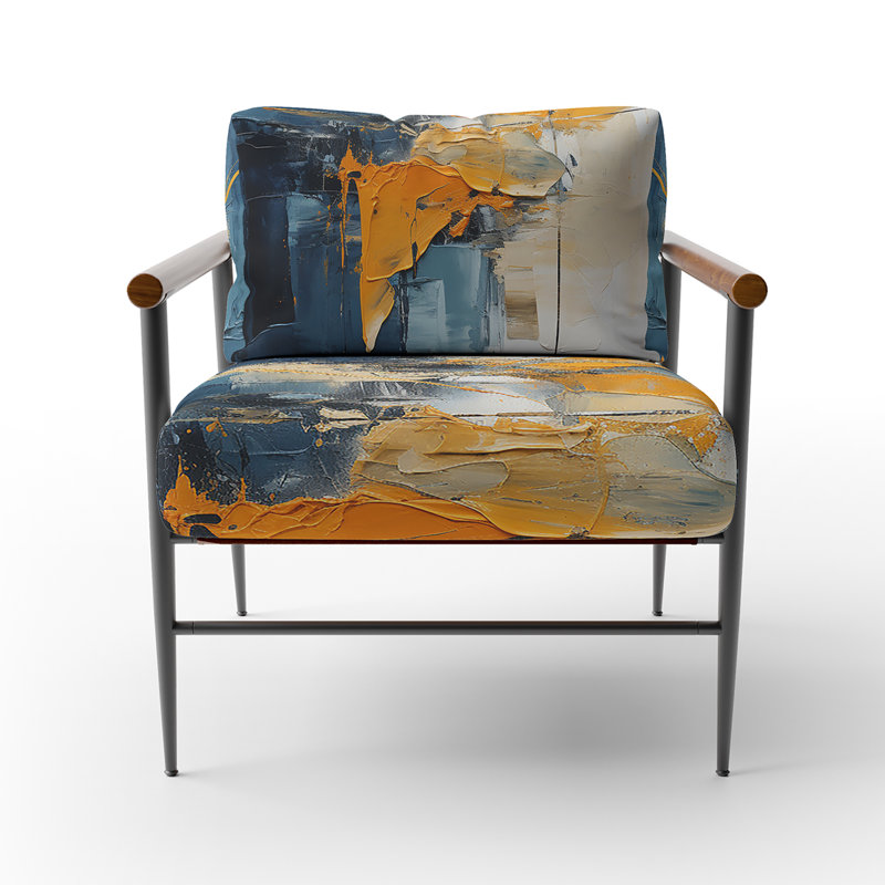 Fauteuil en velours abstrait mauve et bleu 25 po, Noir, noir, noir, noir