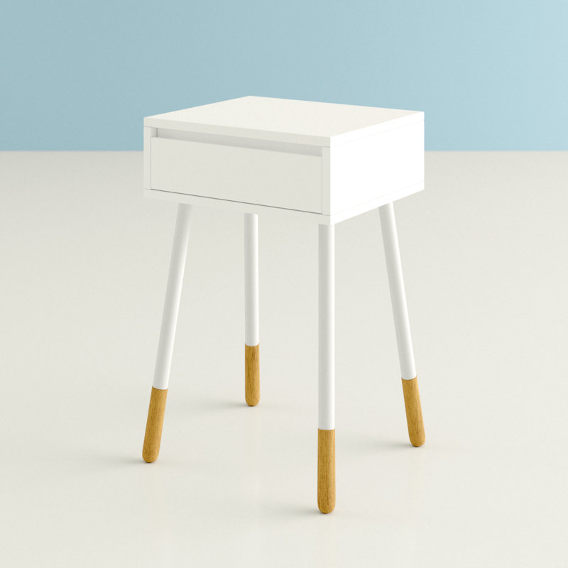 Danixsa End Table with Storage, White