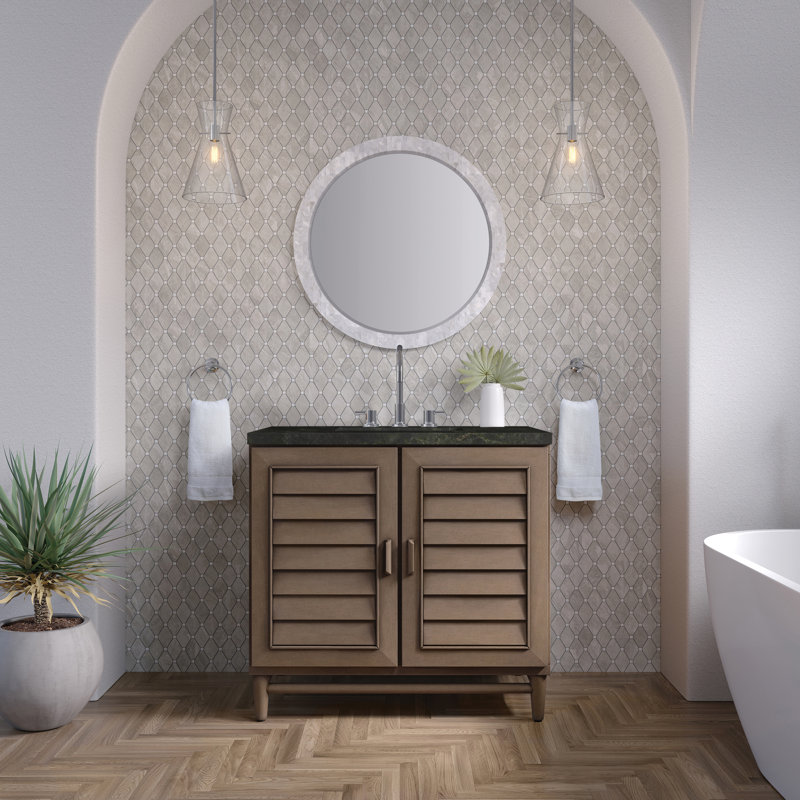 Portland 36'' W Single Vanity, Whitewashed Walnut, Phantome Eclos, 8" Widespread