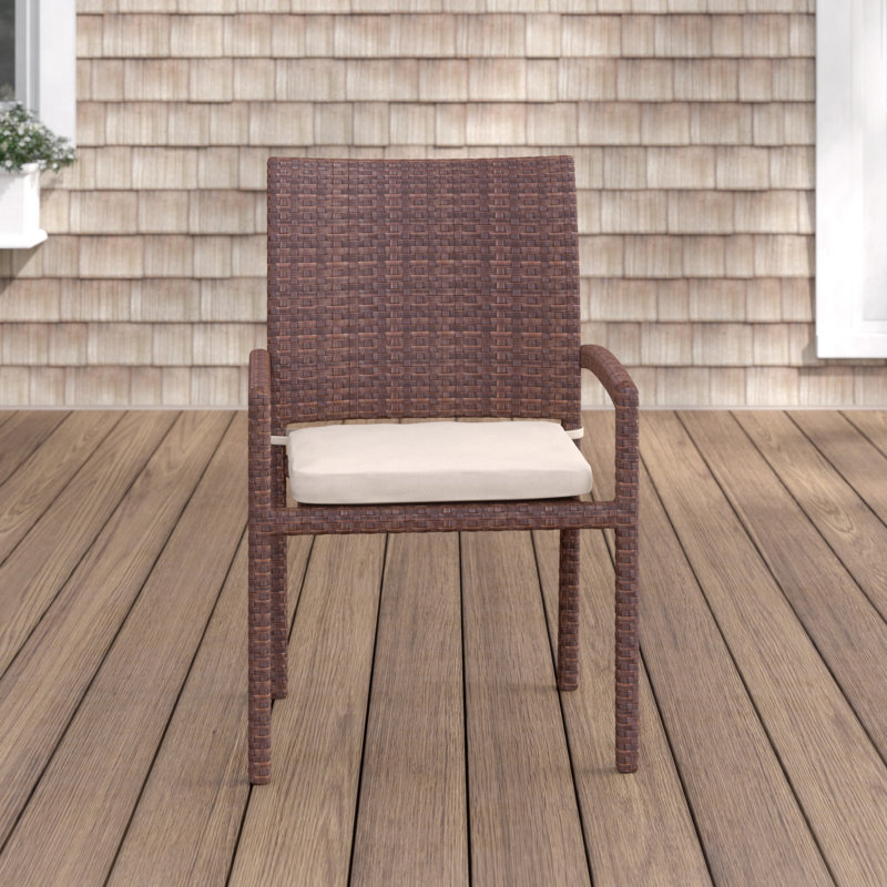 Chaise de patio empilable avec coussin Brochan, Brun
