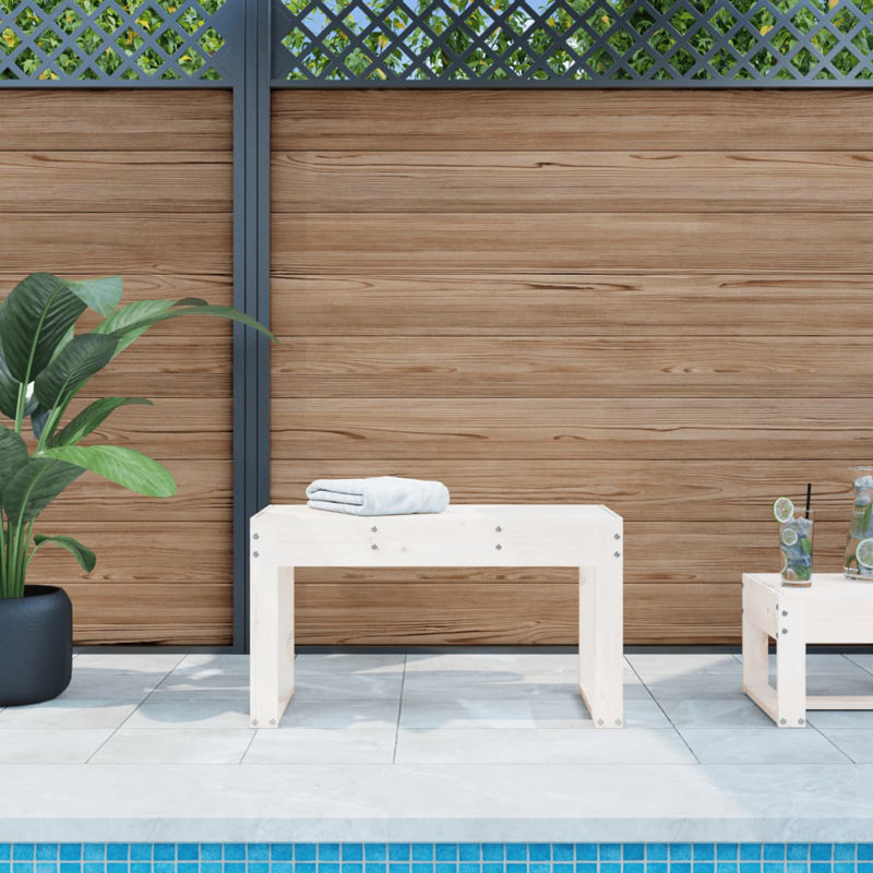 Dimmick Solid Wood Outdoor Bench, Black, 45cm H x 80cm W x 38cm D