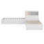 Lit plateforme simple en L avec armoires de rangement, bureau, lit gigogne et lumière DEL-1053269610