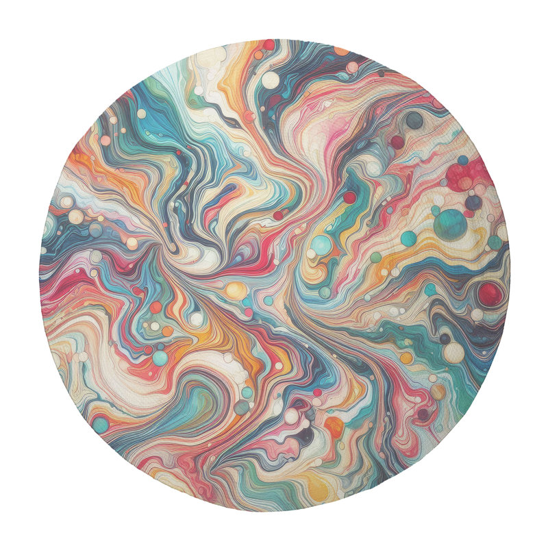 Tapis tressé Marble Flow, Rond 5 pi
