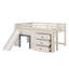 Lit mezzanine double pleine grandeur avec glissière, tiroirs et portes
