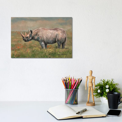 Black Rhino 1 Piece Wrapped Canvas Painting