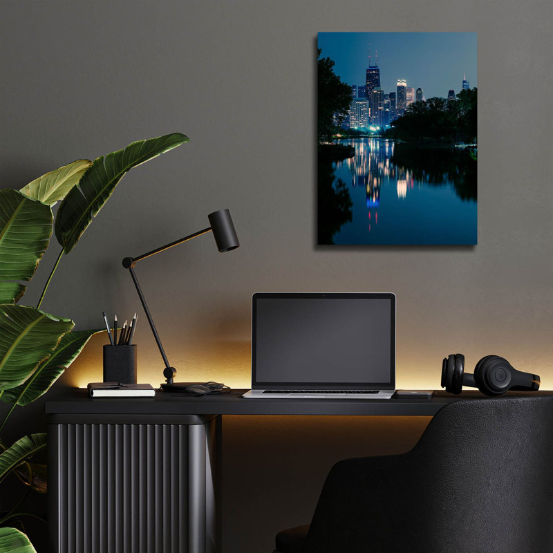  «Chicago Blue Reflection» par Epic Portfolio, art mural en verre acrylique, 12 po x 16 po