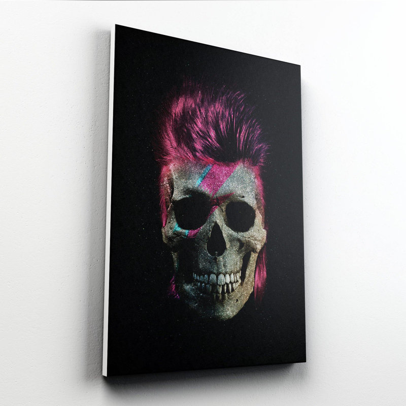 Ziggy Stardust Glitter Skull - Print on Canvas, Wrapped Canvas, 71.2cm H x 50.8cm W x 5cm D