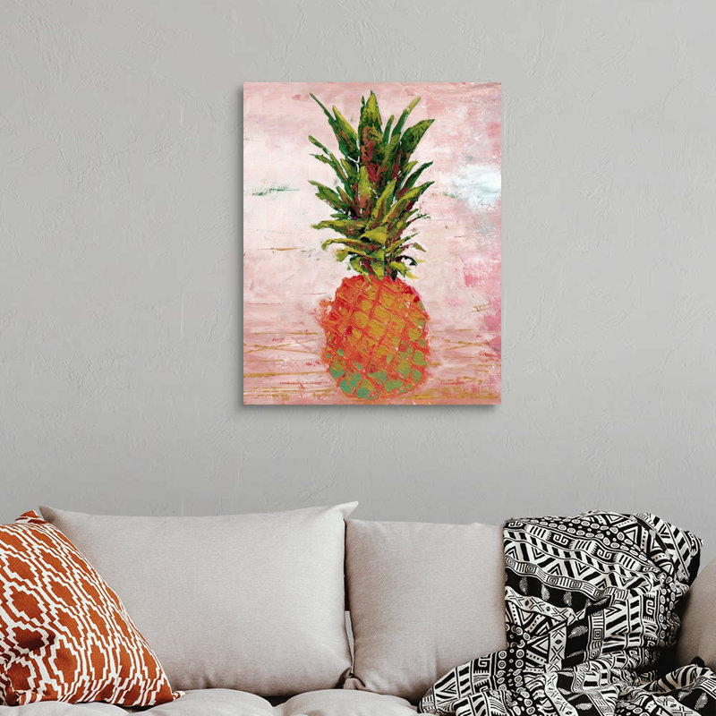 Reproduction d’art sur toile peinte ananas II par Marie Elaine Custer, Toile tendue, H 30 po x l 24 po x P 1,25 po