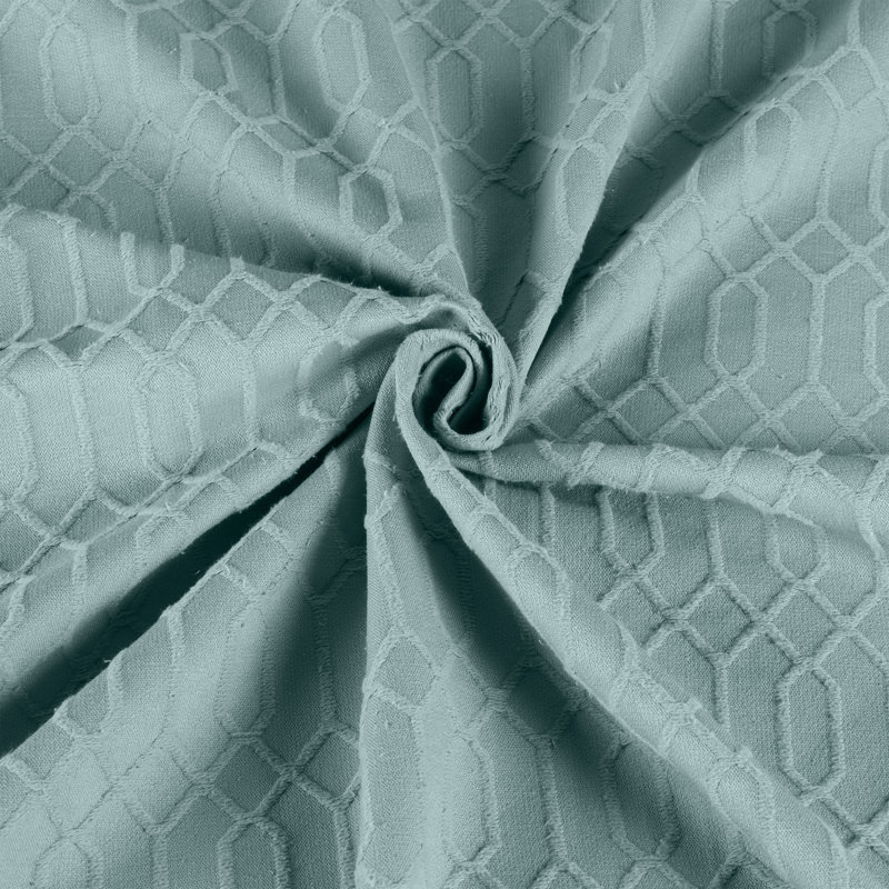 Aqua Full Cotton Jacquard Geometric Fringe Bedspread Set
