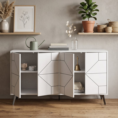 Modern Geometric 4-Door Accent Sideboard