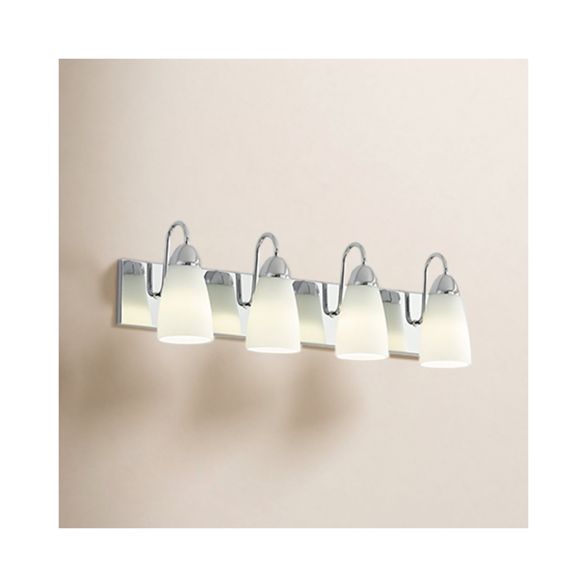4 Light Frosted Dimmable Vanity Light, 4, Brushed Nickel, No