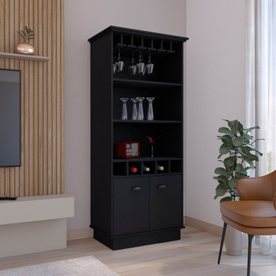 Bar 70 pouces de haut avec 10 verres et 5 casiers et 3 tablettes ouvertes