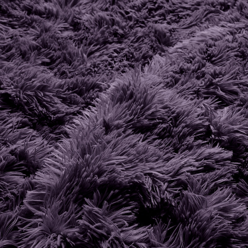 Shaggy Fleece Plush Duvet Cover, Queen Duvet Cover, Eggplant