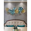 Art mural en métal moderne de luxe moderne, sculpture murale 3D en fer forgé et feuille de lotus pour chambre à coucher