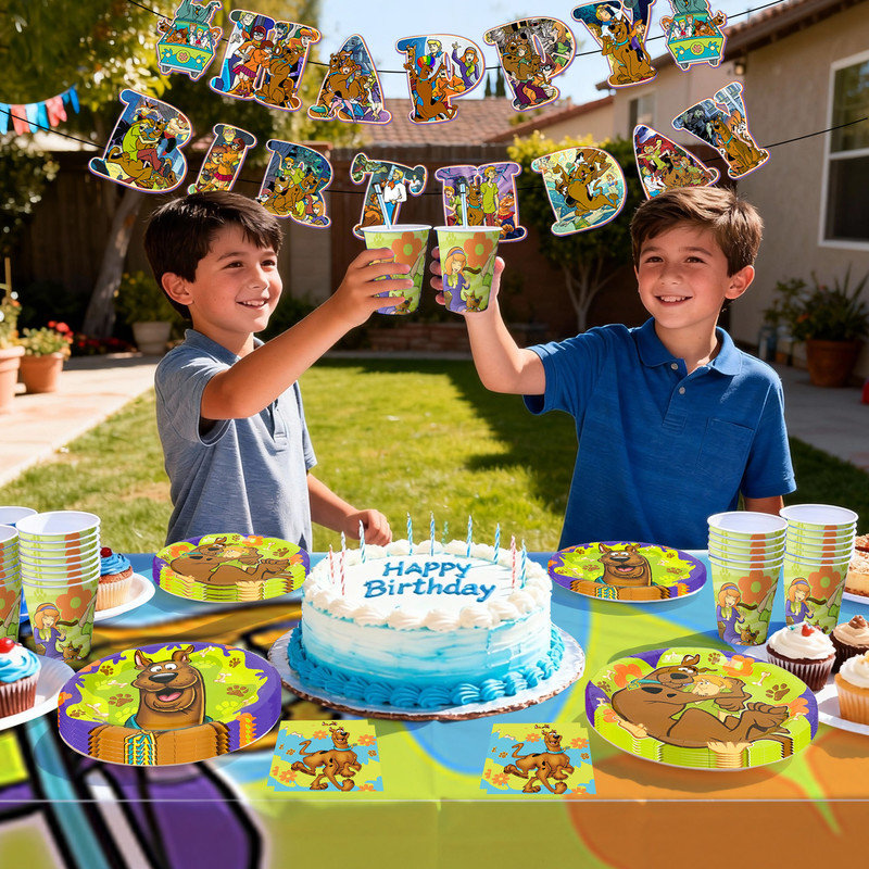 114Pcs Scoobydoo Birthday Party Decoration Tableware Set, Scoobydoo Party Supplies Tableware