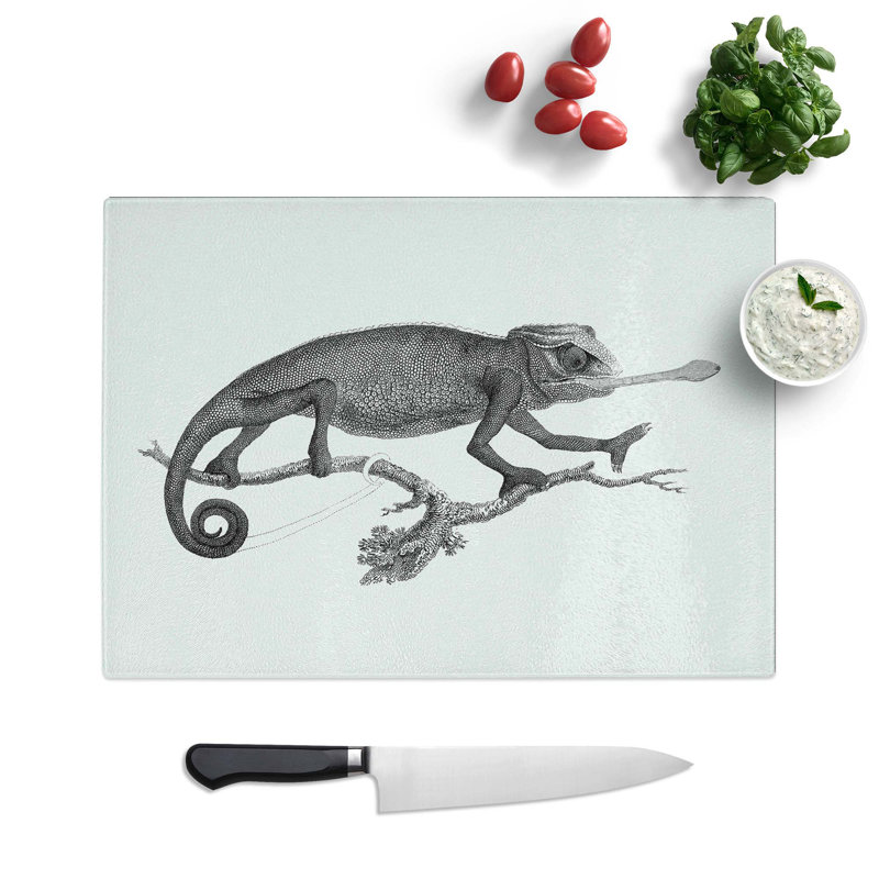 Tempered Glass Chameleon Chopping Board, 28.5 cm W x 20 cm L