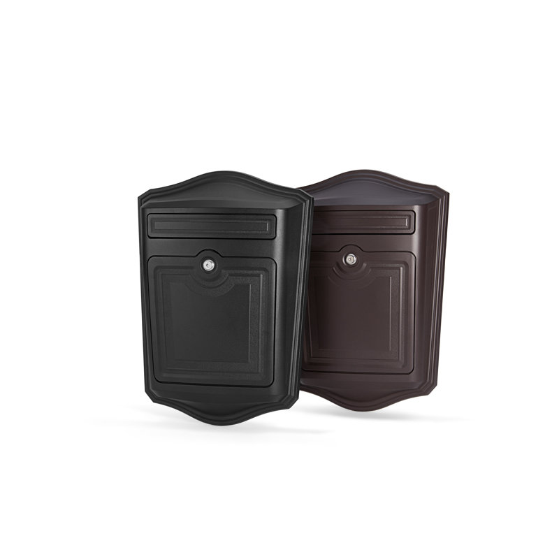 Maison Cast Aluminum Locking Wall Mount Mailbox Black, Black
