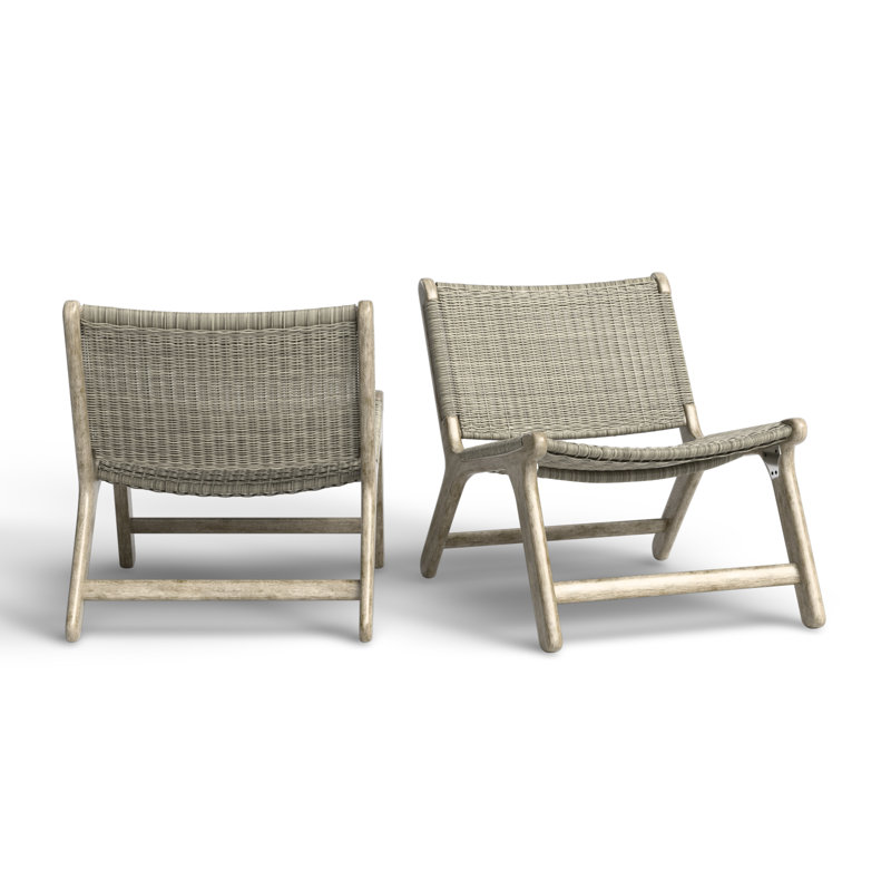 Almira Teak Outdoor Armless Lounge Chair, Gray, Driftwood Teak