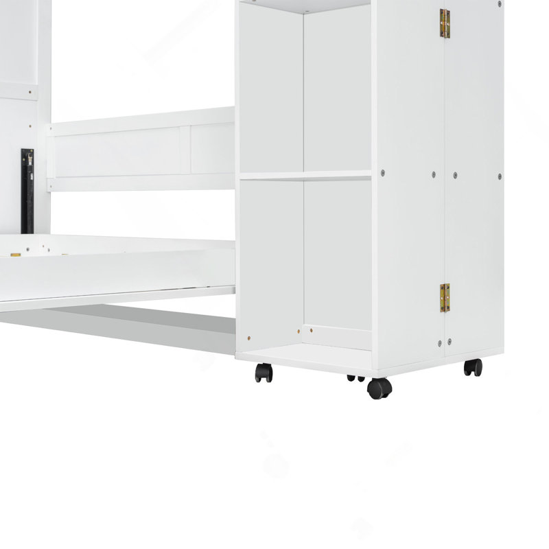 Murphy Bed Wall Bed With Storage Doors, White