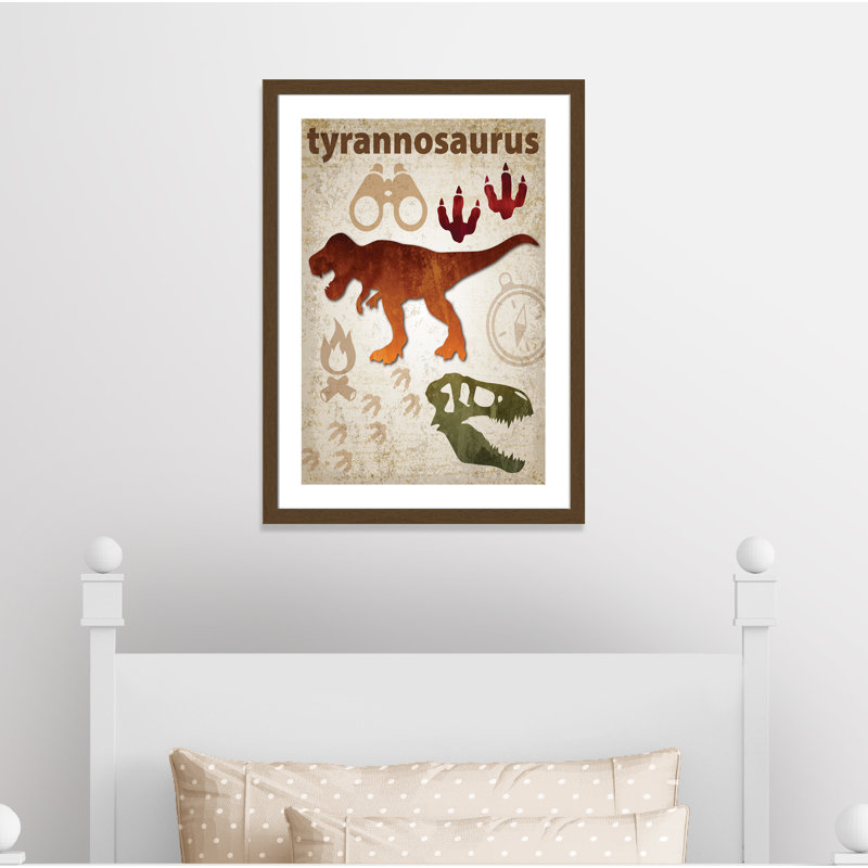 Adhésif décoratif dinosaures - 01 pi, H 36,5 po x l 26,5 po x P 0,625 po, Encadré plat noyer