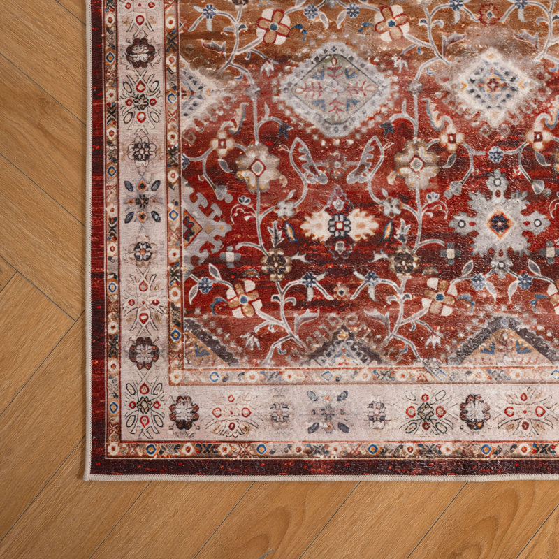 Machine Washable Vintage Area Rug - Soft Carpet With Non-slip Backing For Living Room, Bedroom, Office, Rectangle 8' x 10'