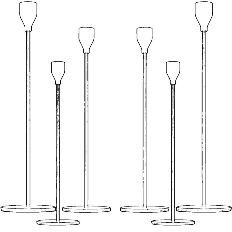 Matte Black Metal Taper Candle Holder Set Of 6, Vintage Candlestick Holders With Heavy Base For 3/4 Inch Candles, Decorative Centerpiece For Wedding Dinner Party Table Decor