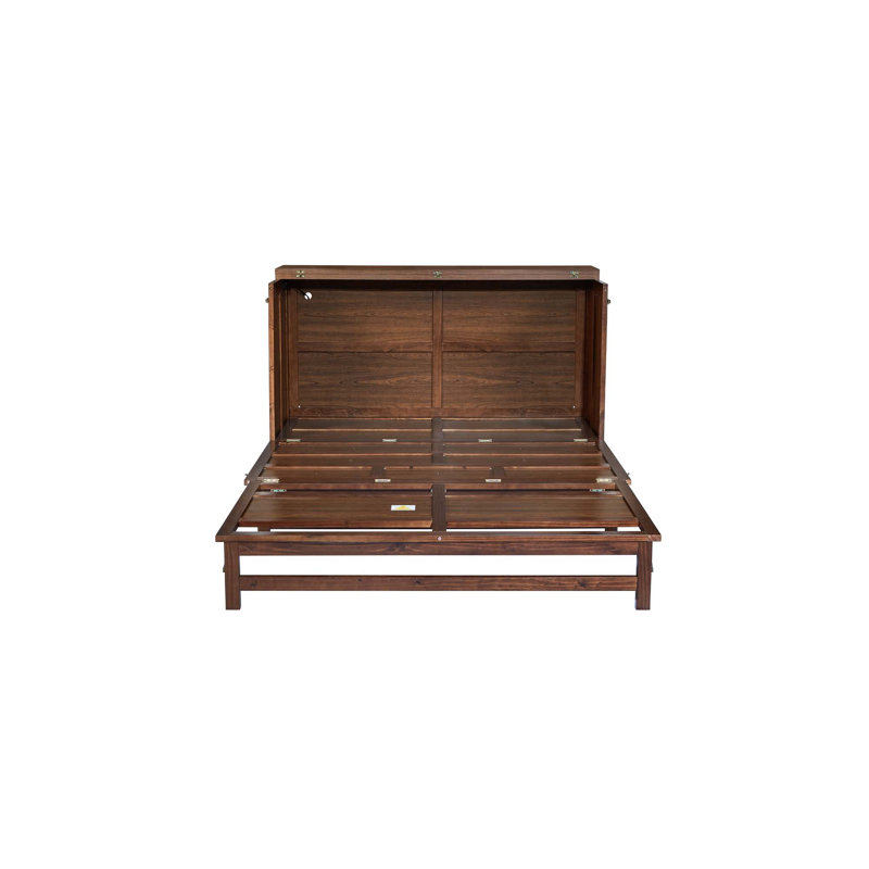 Armoire de lit escamotable Murphy avec tiroir de rangement et station de charge, port USB, cadre de lit escamotable en pin massif pour bureau à domicile, studio ou chambre d'amis