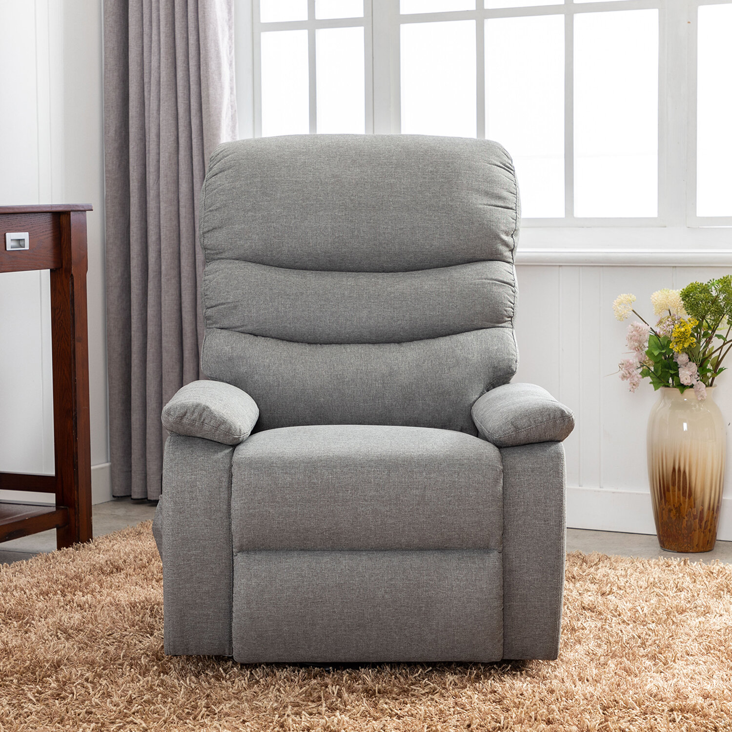 40.5 Wide Contemporary Microsuede Very Comfortable Power Reclining Heated Massage Chair Latitude Run Fabric: Dark Gray Microfiber/Microsuede