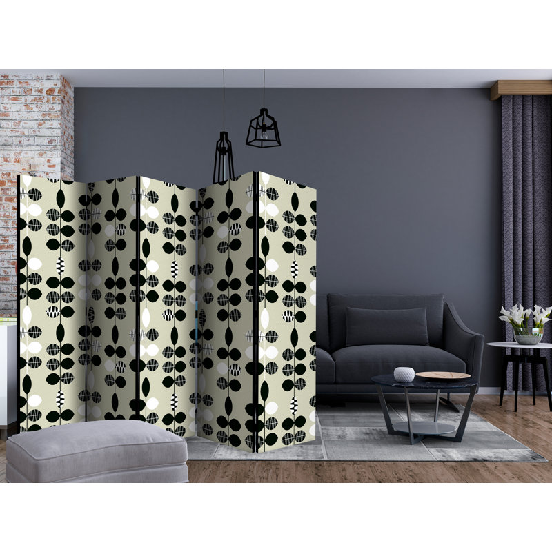Gisberta 225cm W x 172cm H 5 - Panel Solid Wood Folding Room Divider