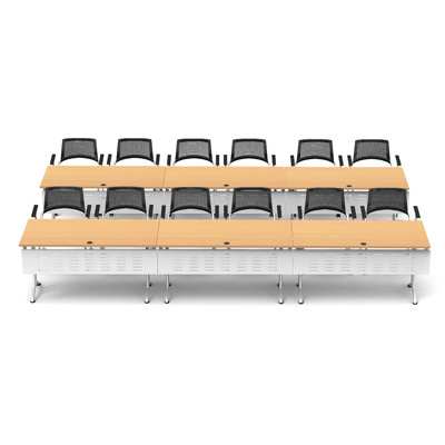 12 Person Training Meeting Seminar Tables with Modesty Panels and 12 Chairs Complete Set