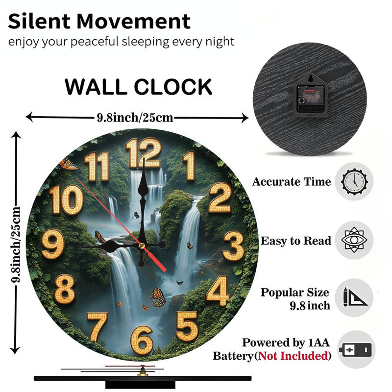 Horloge murale cascade papillon