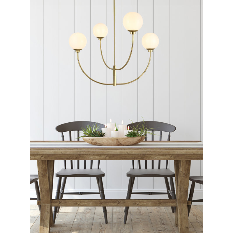 Kyle 4-Light Chandelier, Brass, 27" H x 36" W x 36" D