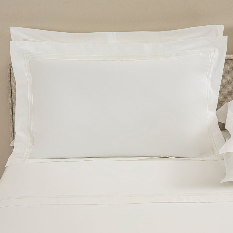 Triplo Bourdon Pillow Sham, White/Milk, Standard