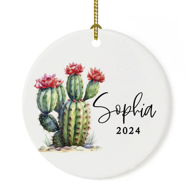 Ornement de Noël de bébé cactus personnalisé, décor de plante grasse en céramique, souvenir personnalisé, Oui