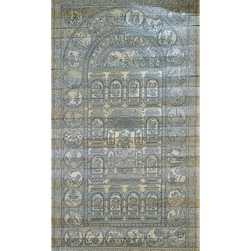 Krishna Story - Krishna Leela | Peinture de Pattachitra | Gravure de couleur naturelle sur feuille de palmier