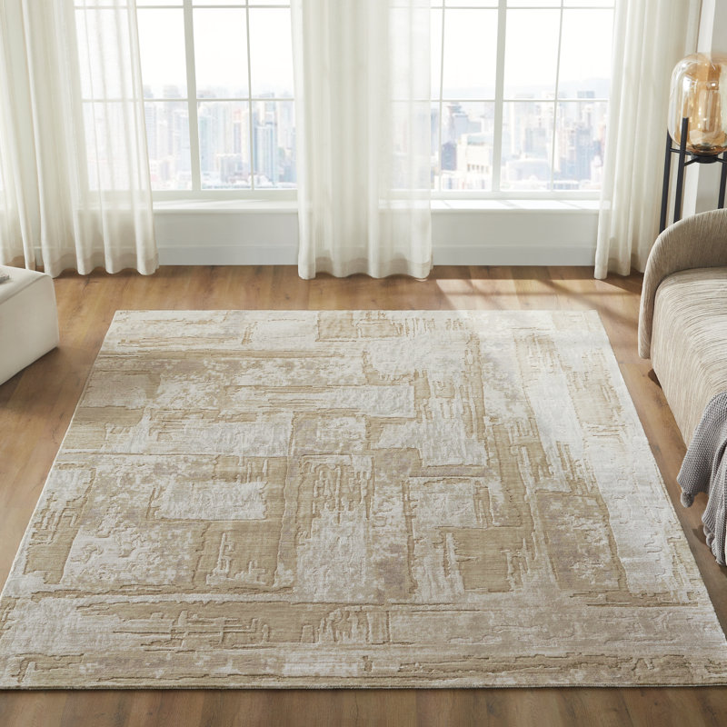 Tapis géométrique ivoire Tisha, Rectangle 8 pi 6 po x 11 pi 6 po