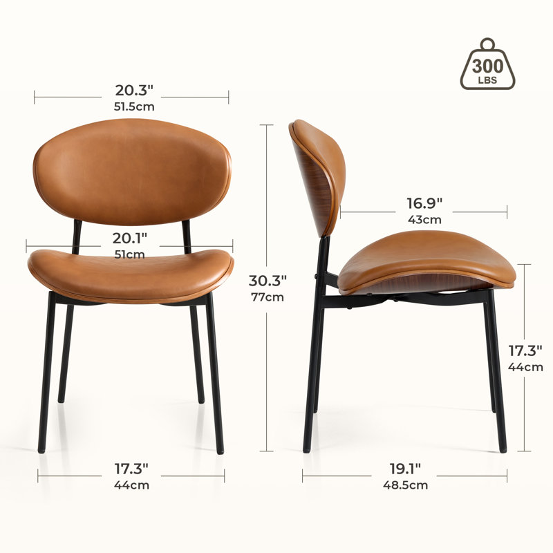 Pu Leather Upholstered Dining Chairs,side Chair For Dining Rooms,kitchens,living Rooms (set Of 2), Brown, 2