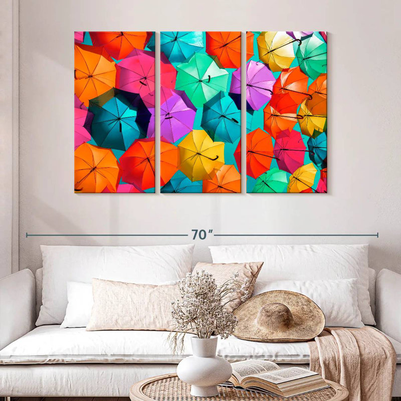 Kerner Colourful Umbrellas - Turquoise Sky III, 32" H x 50" W