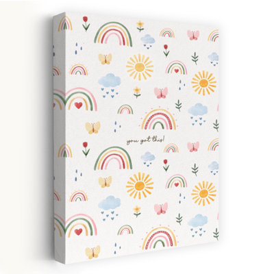«You Got This Rainbows», impression d'art mural fantaisiste et coloré sur fond de nature printanière