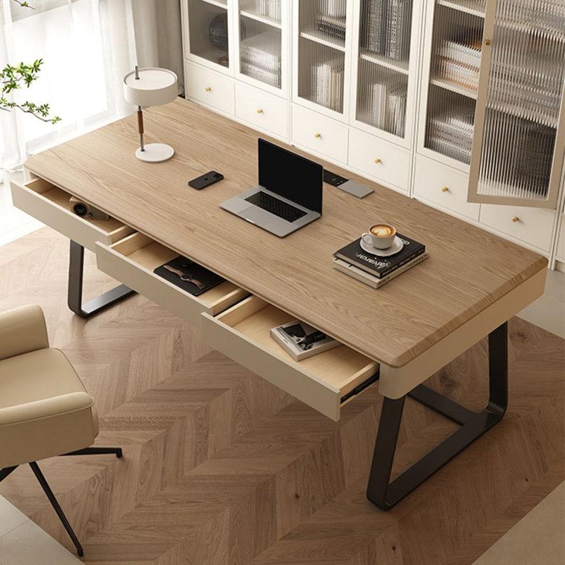Bureau d'écriture avec tiroirs Burlywood, 29.53"H*70.87"W*27.56"D