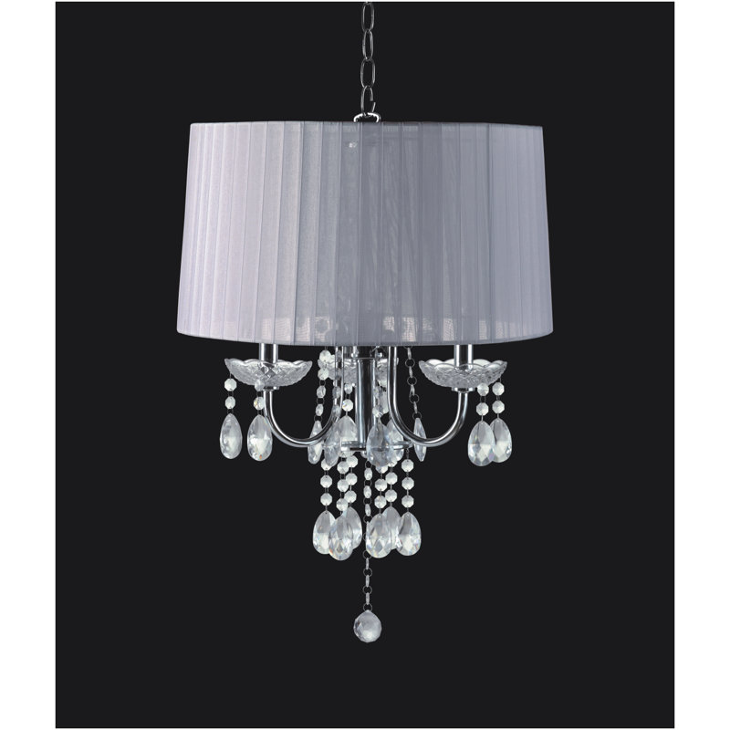 Lustre en cristal 3 lumières Mclaren, Blanc