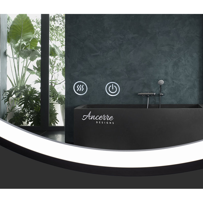 30-Inch Round Black Aluminum Bathroom Vanity Mirror with LED Light