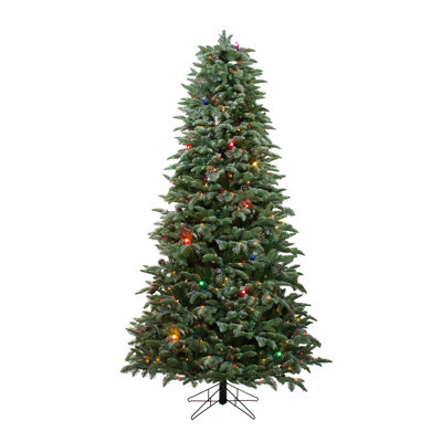 6.5' Pre-Lit Medium Frosted Dunton Spruce Artificial Christmas Tree - Multi-Color Lights