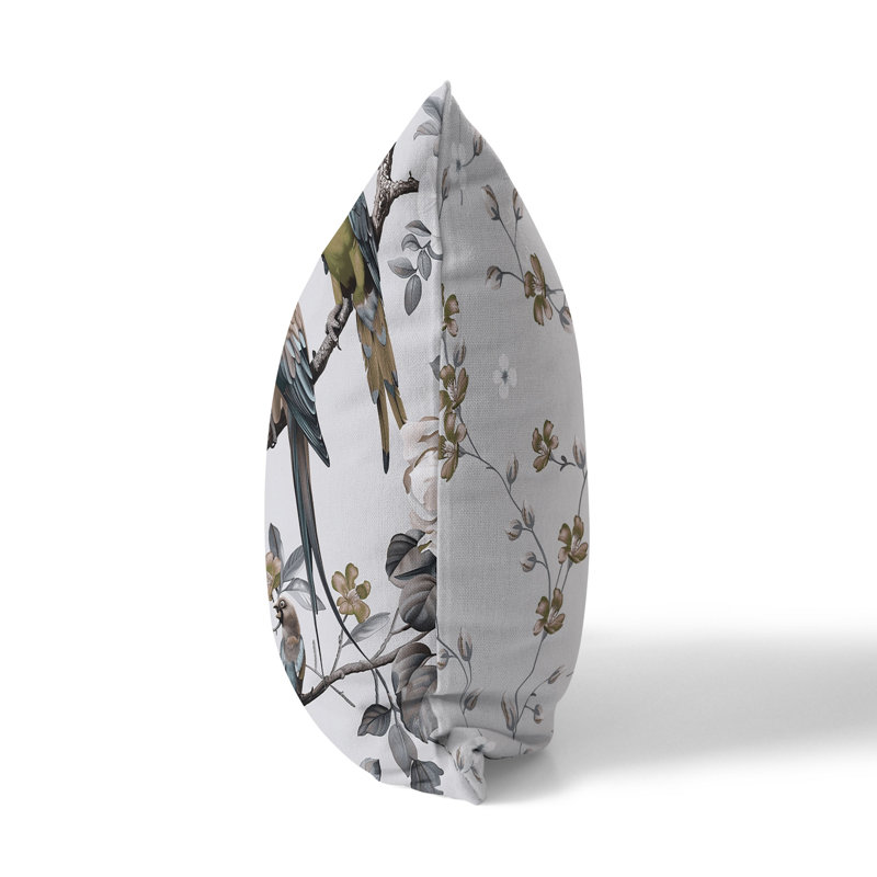 Coussin Parrot Petals Paradise, H 20 po x l 20 po, Gris / argent